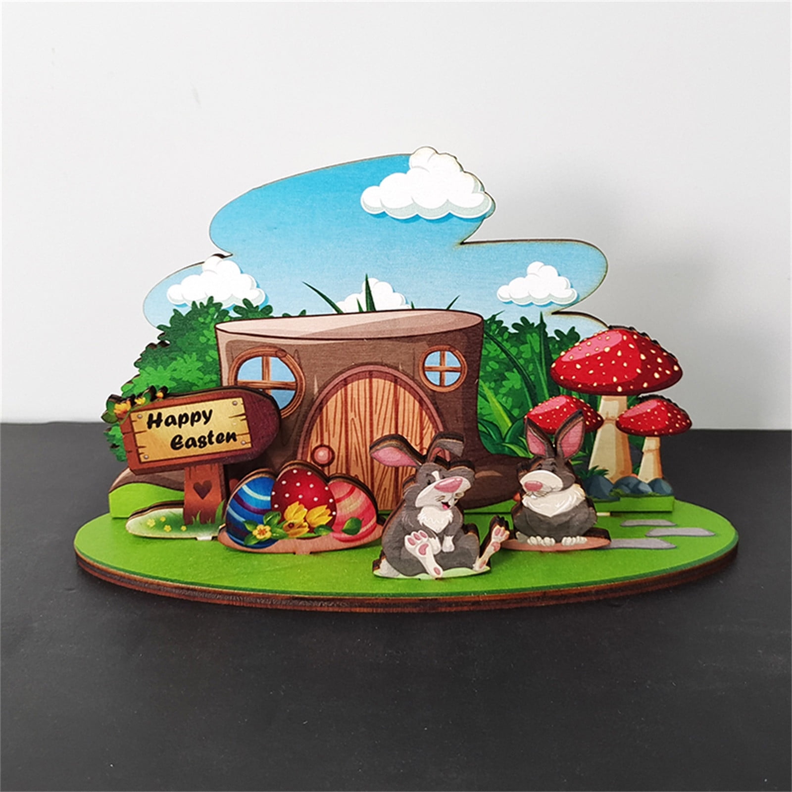 JeashCHAT Easter Table Decorations Wooden Centerpiece Signs for Dining