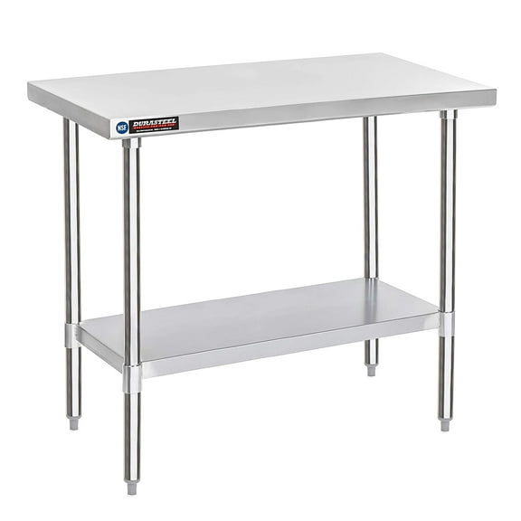 DuraSteel 30x48 Inch Stainless Steel Table - Kitchen Island Workstation with Adjustable Shelf - NSF Certified Work Table - Cooking & Laundry Prep Table for Kitchen, Restaurant, Home, Commercial Use