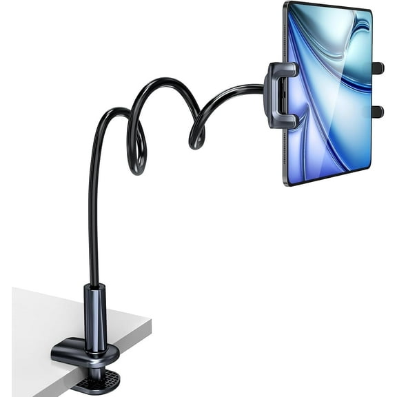 Tablet Stand Holder for Bed, Adjustable Mount Clamp, Compatible with All 4.7-12.9" Devices.