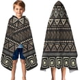 thumbnail image 3 of Brown Geometric Triangle Square Pattern Hooded Bath Towel，50"x30" for Ages 3 To 12 Kids, Quick Dry Lightweight Soft Microfiber Hood Beach Towel Cover Up for Kids, 3 of 7