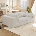 thumbnail image 2 of QuzyAor 78 Inch Oversized Boneless Loveseat Sofa, Plush Deep Seat Corduroy Cloud Sleeper Couch, Easy No Assembly Living Room Furniture, White, 2 of 8