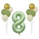 thumbnail image 2 of Juego de globos del primer cumpleaños - 0-9 números de papel de aluminio y 10 globos verdes con cinta para decoraciones de fiesta, 2 of 7