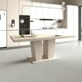 thumbnail image 2 of 78" Extendable Dining Table for 10 people, Rectangle Kitchen Table with Solid Leg and Veined Travertine Pattern, Farmhouse Dinner Table with for Living Room, Conference Room, White, 2 of 7