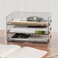 thumbnail image 6 of Duety 2Pcs Desktop Storage Box,Stackable Transparent Desktop Storage Organizer Multifunctional A4 Document Storage Box Book Storage Container Box for Office Study Room, 6 of 8