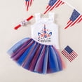 thumbnail image 3 of Gyratedream 4th of July Baby Girl Outfits Unicorn Print Ruffle Suspender Sleeveless Rompers + Print Elastic Waistband Tutu Skirt + Hair Accessories Infant Toddler Clothes 3Pcs for 1-18 Months, 3 of 8