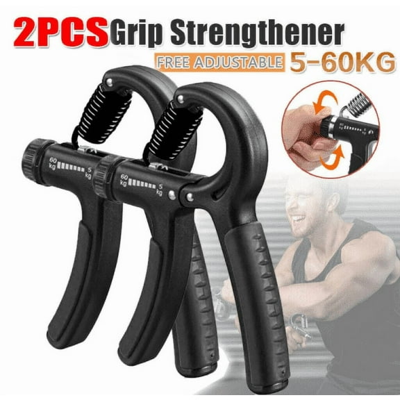 2X Hand Grip Strengthener Gripper Forearm Finger Exercise Strength Resistance Black