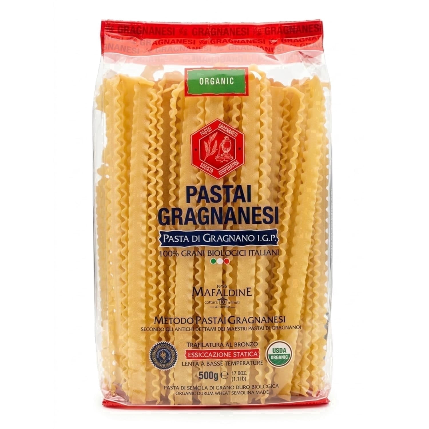 Pastai Gragnanesi Mafaldine Pasta 17.6 oz (500 g) – Organic Italian Reginette, Bronze Cut, Gragnano IGP, Contains Wheat, No Eggs