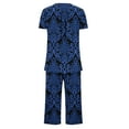 thumbnail image 3 of Censtreet Women's Pajama Sets Short Sleeve Sleepwear Round Neck Pj Loungewear Top and Capri Pants with Pockets, 3 of 5