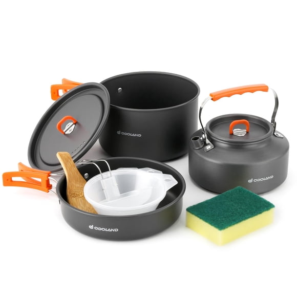 Juego de utensilios de cocina para acampar Odoland, 10 piezas, con cuencos de plástico para hervidor