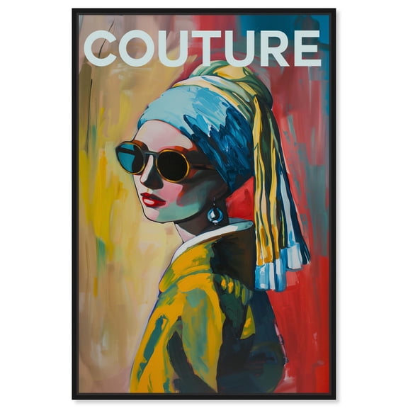 Pearl Earring Cover Canvas Iconic Portraits by Art Remedy, Black Frame, 10 x 15