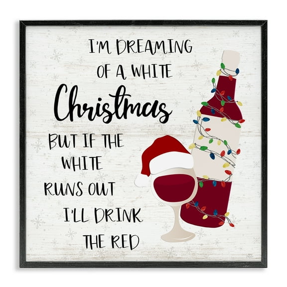 Stupell Industries Drink The Red Christmas Holiday Painting Black Framed Art Prints Wall Art, 12 x 12