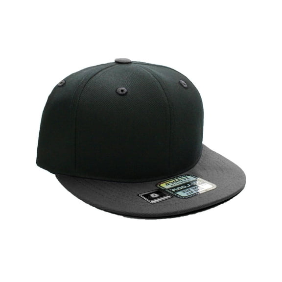 D&I. Plain Adjustable Snapback Hats Caps Flat Bill Visor - Black Charcoal
