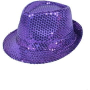 AK TRADING CO. Fashionable Unisex Sequined Fedora Hat - Purple