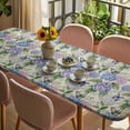 thumbnail image 3 of Purple Hydrangea Table Cloths for 8 Foot Rectangle Tables, Spring Floral Elegant Pastoral Vintage Patio Waterproof Elastic Fitted Tablecloths, Washable Rectangular Table Cover for Camping, 3 of 8