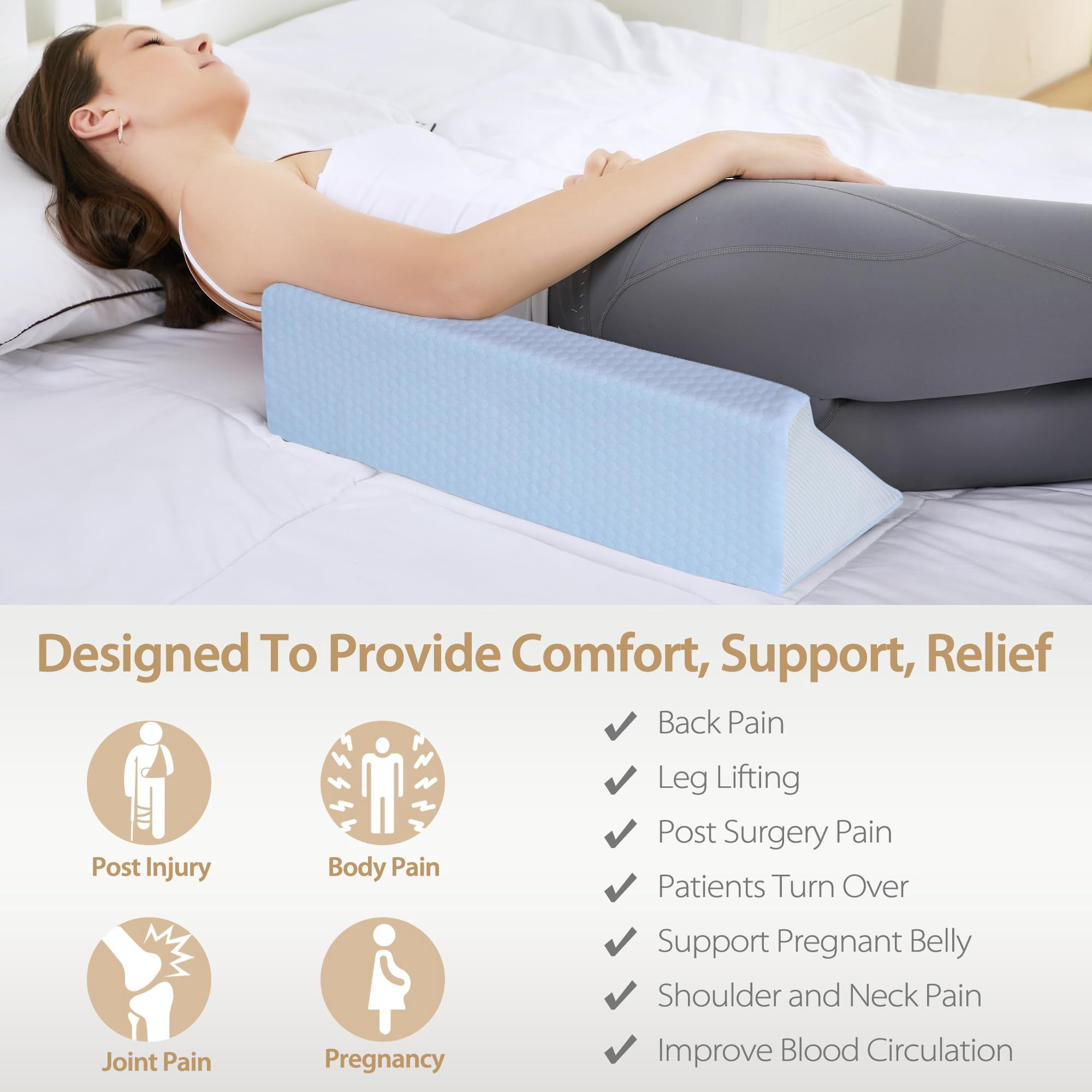 Wedge Pillow For Side Sleeping  Memory Foam Positioners Sleeper Preventing After Support Ankle Bed
