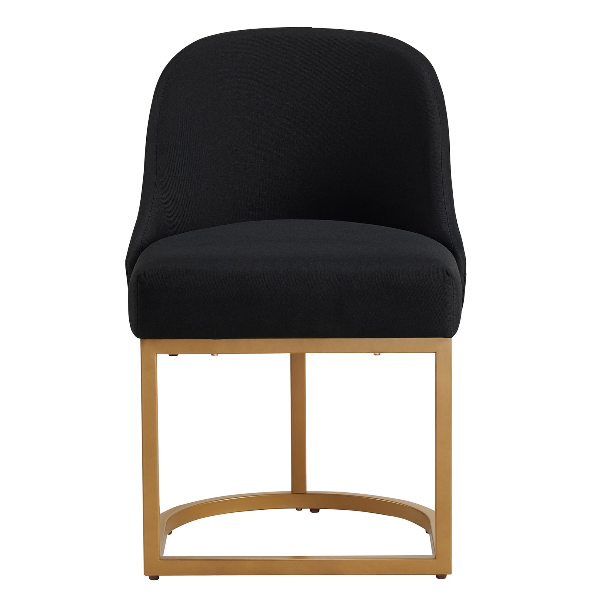 Upholstered Barrelback Dining Chair with Gold Metal Base, Set of 2