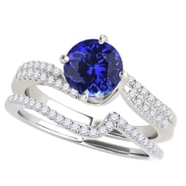 Aonejewelry 1.15 Ct. Ttw Halo Tanzanite and Diamond Bridal Set In 14k White Gold