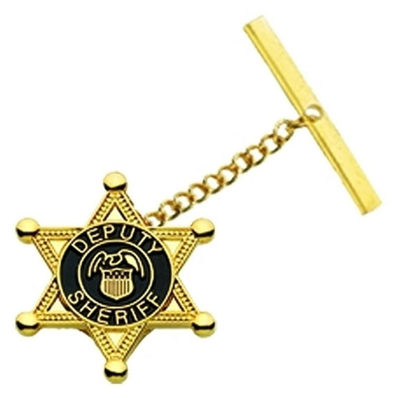 DEPUTY SHERIFF, Tie Tac w/Jewelers Clutch, Chain Bar, Enameled, 3/4