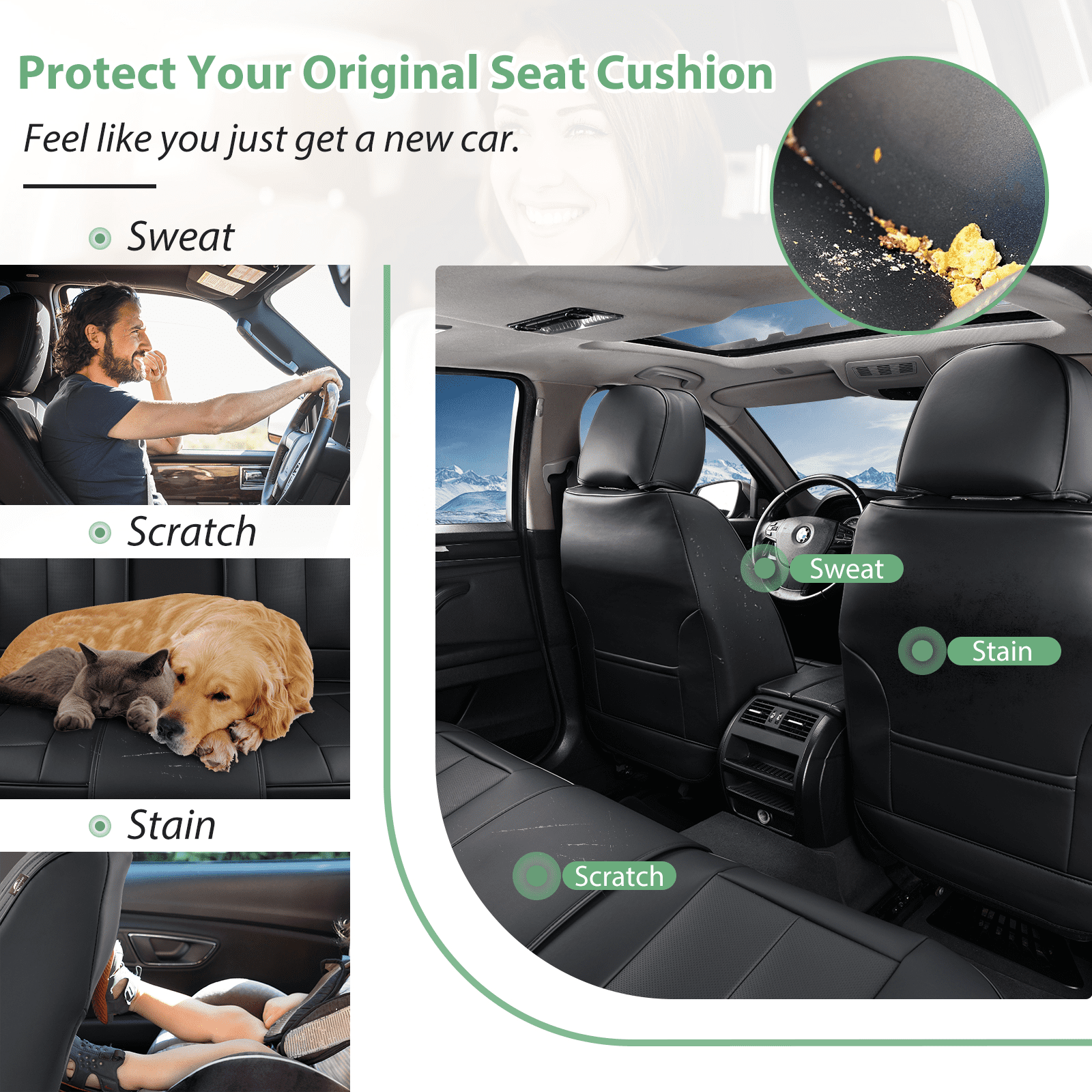 HOMOSTARRY Car Seat Cover Front Seats Only, Leather Front Seat Covers Waterproof Car Seat Protector Airbag Compatible Universal Fit for Most SUV Sedans, Trucks Black
