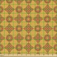 thumbnail image 2 of Ambesonne Ethnic Fabric by the Yard Upholstery, Traditional Flowery Pattern, 1 Yard, Dark Yellow Rust, 2 of 5