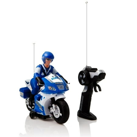 Motorcycle Control Remote Remote Controlled White and Blue Police Motorcycle with Driver, Lights & Sound Effects by, PROTECT THE CITY: Your city hero will love catching.., By Dimple ()