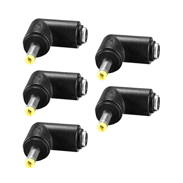 Adaptador de corriente de conector hembra a hembra de 90 grados, negro, amarillo 5