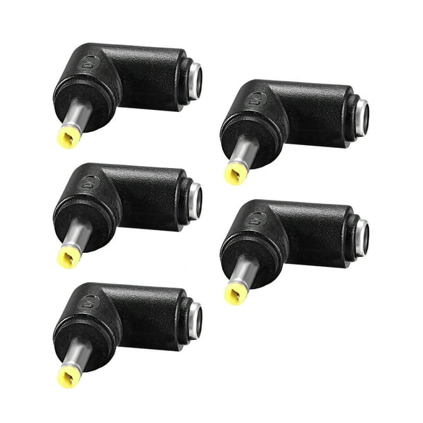 Adaptador de corriente de conector hembra a hembra de 90 grados, negro, amarillo 5