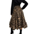 thumbnail image 6 of One opening Women's Leopard Print Long Skirts Elastic High Waisted Plus Size Bohemian Maxi Skirt, 6 of 7