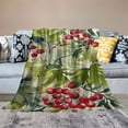thumbnail image 2 of Fenyluxe Leaves Berries Pattern Print Throw Blanket for Bed Couch Car Kids Adults All Seasons Soft Lightweight Velvet-like Anti-Pilling Wrinkle Resistant Picnic Yoga Gift, 3 Sizes 40x50in, 2 of 6