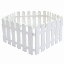 White Plastic Fence, 5-Piece Premium White Plastic Garden Fence with Decorative Trim, Ideal for Landscaping, Weather-Resistant, Easy Installation