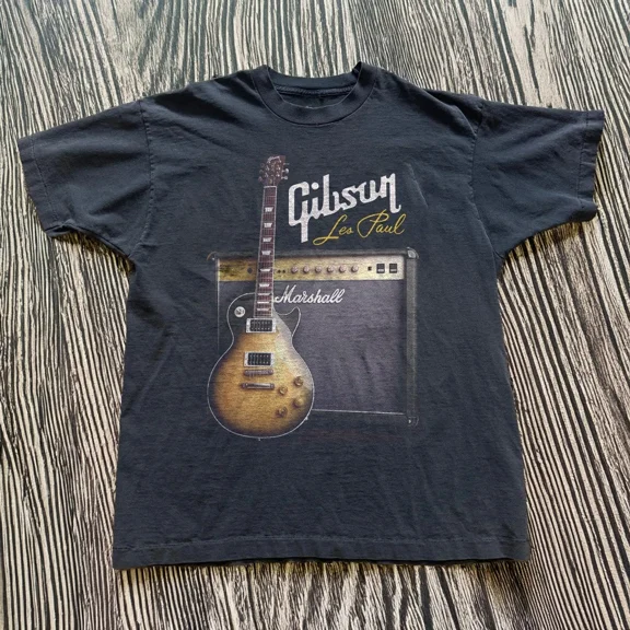 RARE Gibson Les Paul Guitar Unisex Black T-shirt S-5XL