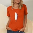 thumbnail image 2 of Dadaria Hauts pour Femmes Chemise Orange Manches Courtes T-Shirt Col Rond Été Chandail Blouses L, 2 of 5
