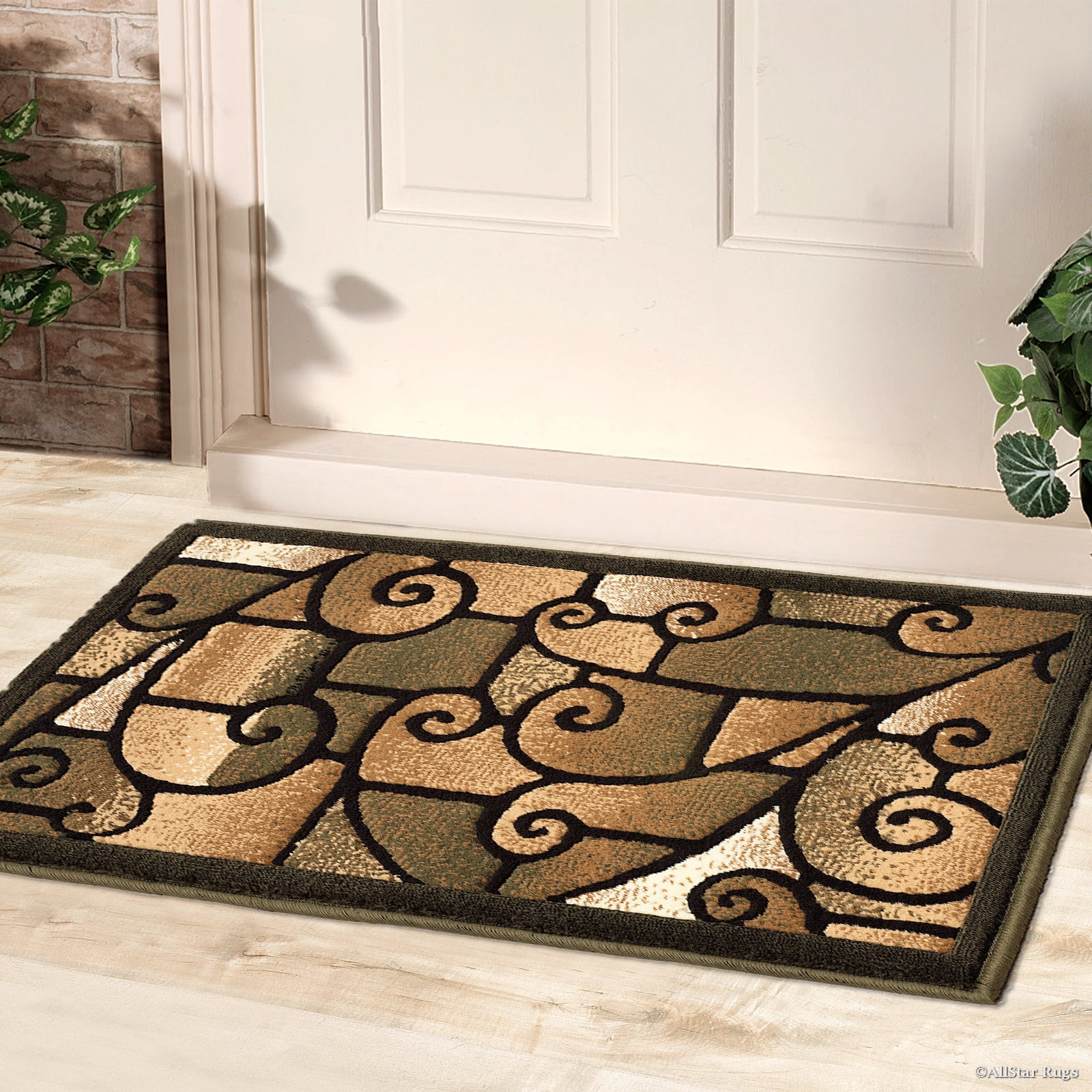 Allstar Green Doormat Accent Rug Abstract Modern Area Carpet Rug (2' 0" x 3' 3") by