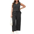 thumbnail image 5 of GXIPO 2 Piece Summer Lounge Sets for Women – V Neck Matching Tops & Wide Leg Pants Black M, 5 of 6