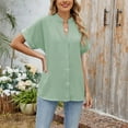 thumbnail image 7 of Posijego Women's Business Button down Shirts V Neck Short Sleeve Dress Shirt Lightweight Casual Work Blouses, 7 of 7