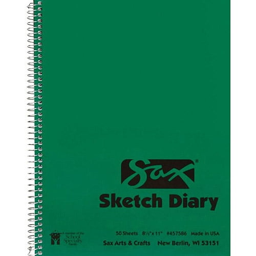 Sax Sulphite Spiral Binding Artists Sketch Diary, 50 lbs, 81/2 x 11 Inches, 50 Sheets, White