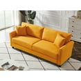thumbnail image 5 of 85" Accent Sofa, Modern Linen Couch with 2 Pillow and Solid Wood Frame, Plastic Feet, Three-person Indoor Sofa, Mid Century Modern Sofa Couch for Living Room, Orange, 5 of 9