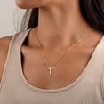 thumbnail image 2 of Turandoss Valentines Day Birthstone Necklace Gifts for Women 14K Gold Plated Dainty Cross Pendant Created 12 Birthstone Fashion Jewelry Birthday Gifts for Christian Faith Women Her Teen Girls, 2 of 9