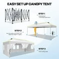 thumbnail image 6 of COBIZI 10x20 Pop Up Canopy Tent with 6 Removable Sidewalls, One-Push Setup, Waterproof UPF 50+, Air Vent, 3 Heights, Carry Bag, Sandbags, Stakes & Ropes for Parties, Commercial & Wedding, White, 6 of 9