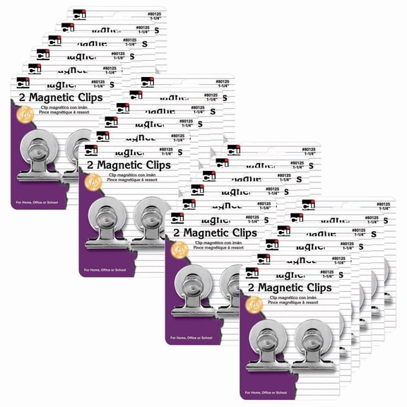 Charles Leonard Magnetic Spring Clips, 2 Per Pack, 24 Packs