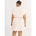 thumbnail image 3 of Scoop Women's Satin Mini Ruffle Dress with Cap Sleeves, Sizes XS-4X, 3 of 5