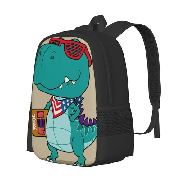 Naloa Cool Dino Playing Skateboard Print Large Capacity Backpack,School backpack, Laptop backpack, Suitablefor schools, tourism and mountaineering, outdoor sports