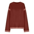 thumbnail image 6 of cfhntfmh Sweaters for Women Crewneck Baggy Long Sleeve Casual Pullover Solid Knitted Tops Fall Fashion Outfits for Women（Red 1,X-Large), 6 of 7