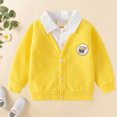 thumbnail image 2 of Splozh Toddler Pullover Boys Cotton Sweatshirts Lapel Button Down Long Sleeve Pullover Tops Sweatshirts Fall Clothes,Yellow,3-4 Years, 2 of 6