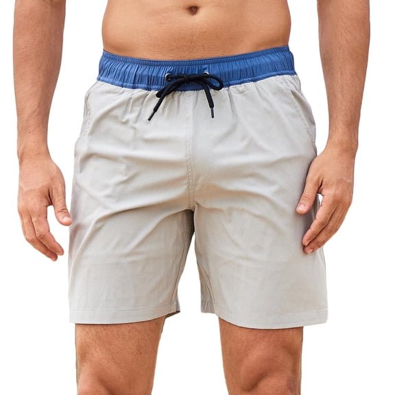 Fnooota Mens Board Shorts with Liner, Beach Elastic Waist Summer Quick-drying Swim Trunks Gray Size S-3XL