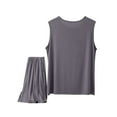 thumbnail image 2 of SYMOID Mens Thin Ice Silk Loose Sleeveless Shorts Matching Pajama Set for Home and Summer,Dark Gray,Size 3XL, 2 of 9