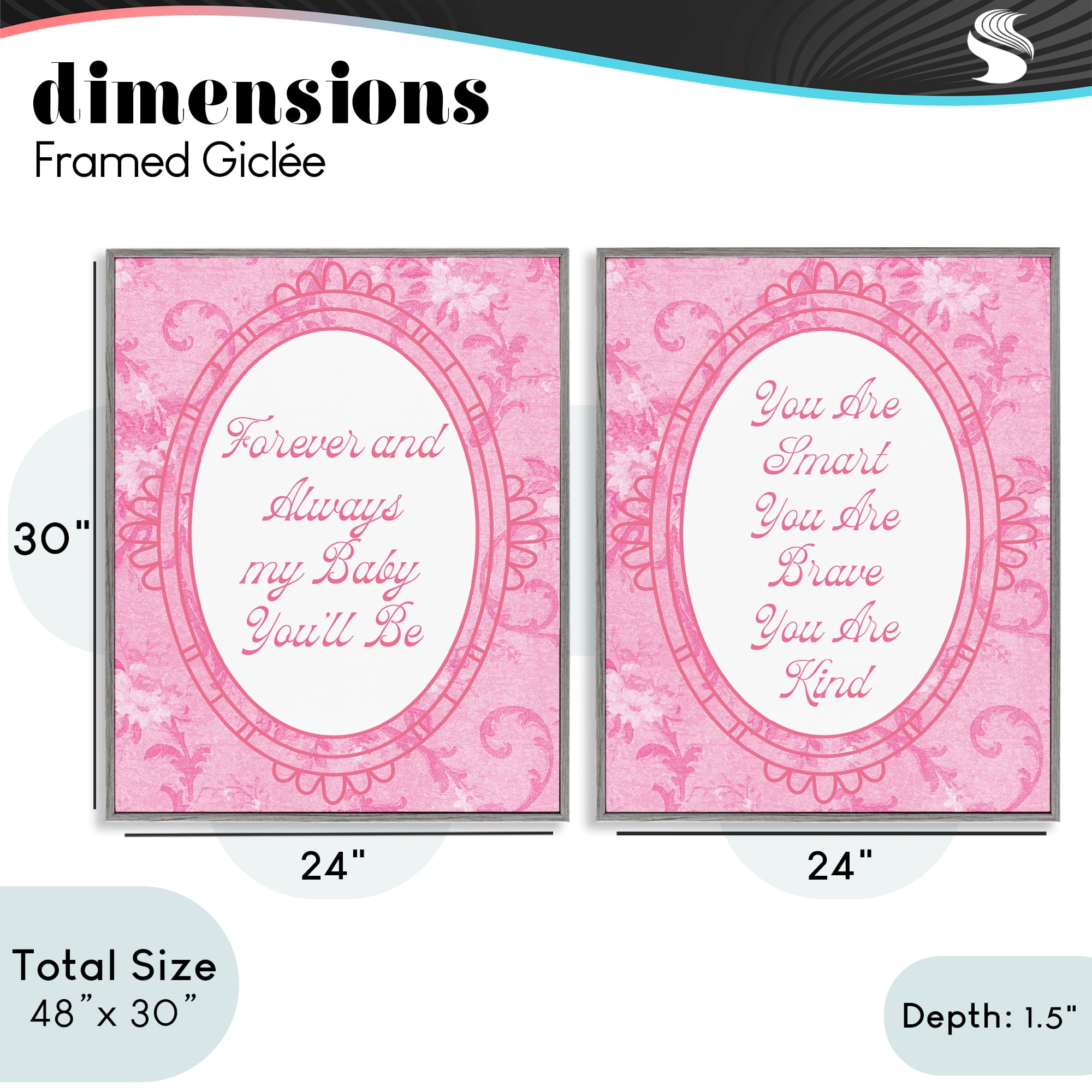 Stupell Industries Loving Pink Ornate Phrases 2 Piece Gray Framed Giclee Art Set, design by Lil' Rue