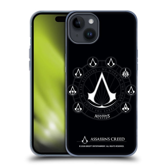 Head Case Designs Officially Licensed Assassin's Creed Legacy Logo Crests Soft Gel Case Compatible with Apple iPhone 15 Plus