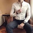 thumbnail image 2 of Camisas para Hombre Camisa de Hombre de Negocios a Cuadros Blanca Hipster con Mangas Moda 2024 I Tops Originales Normales Alta Calidad Lujo, 2 of 5