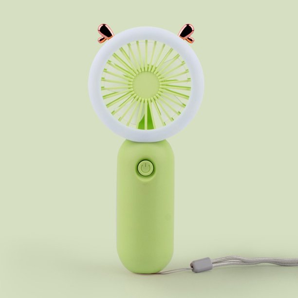 Ventilador de mano con carga USB miniventilador de bolsillo para escritorio Likrtyny portátil con luz nocturna refrigeración regalo para estudiantes viaje al aire libre